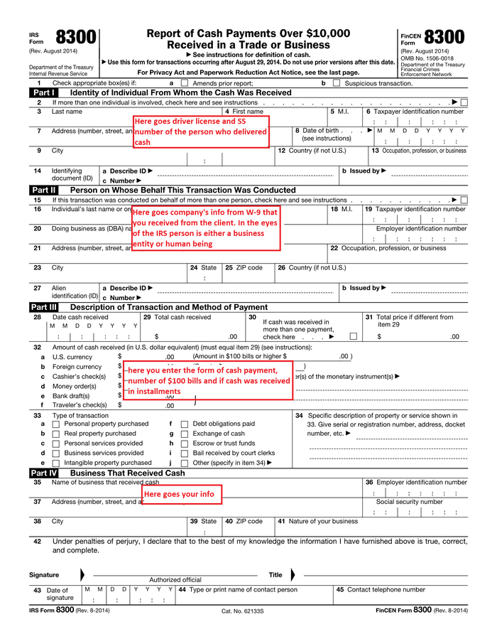 IRS form 8300 instructions