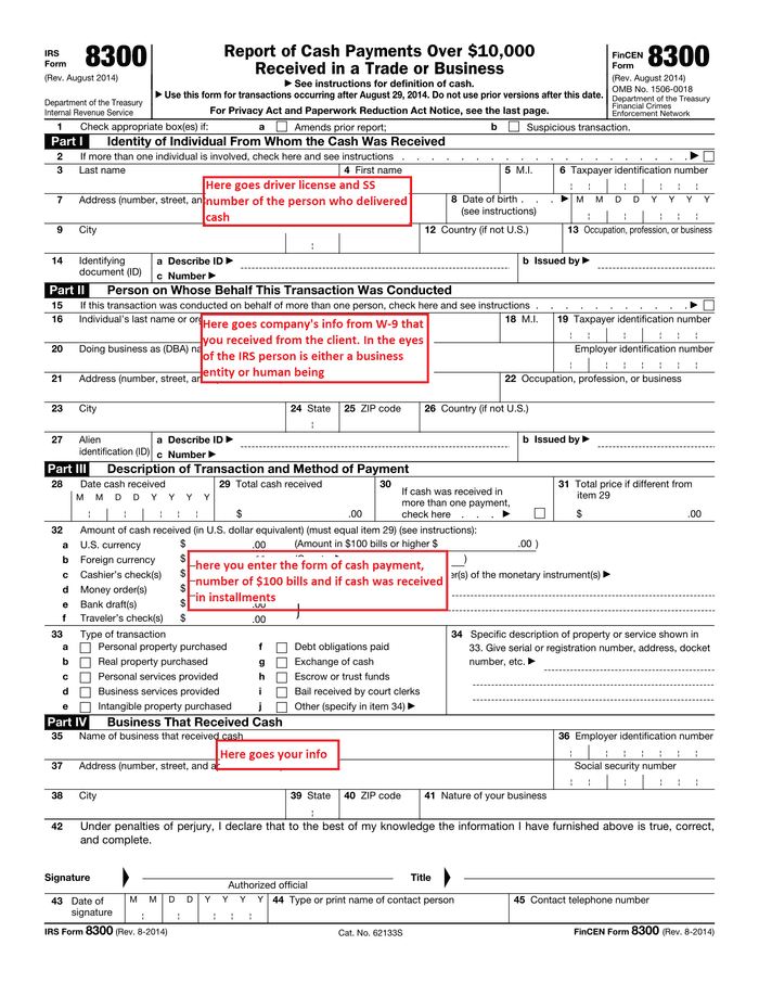 instructions for the IRS form 8300